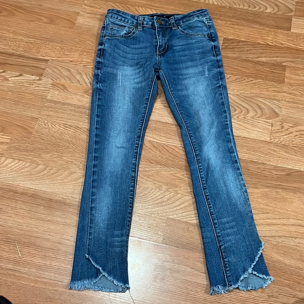 Joe's Jeans Dark Blue Kids Flared Jeans with Frayed Hem
